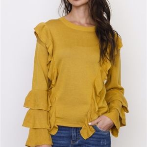 🌷 SALE🌷 Mustard Yellow Ruffled Sweater